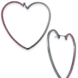 Pink Rhinestone Heart Earrings